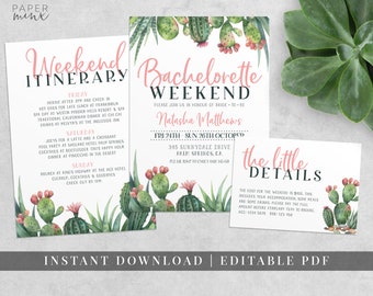 Cactus Bachelorette Weekend Invitation | Bachelorette Itinerary | Cactus Invitation | Palm Springs Fiesta | Hens Weekend | Hens Itinerary