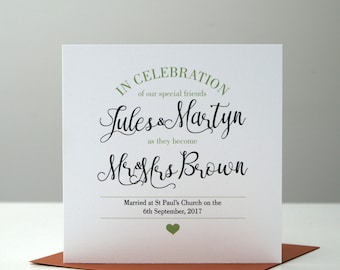 Personalised Wedding Card, Congratulations Card, Mr and Mrs, Mr and Mr, Mrs and Mrs, Custom Wedding Card, Wedding Celebration