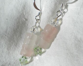 Rose Quartz and Swarovski Crystal Earrings