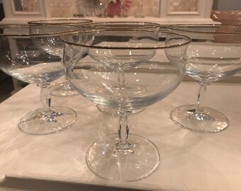 Gold Rimmed Compote Glass Set - Set of 5