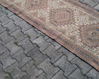 LARGE RUNNER, 9,1 x 2,6 ft = 280 x 80 cm, Vintage Corridor Rug, Embroidery Runner Kilim Rug, Wool on silk on Cotton Rug, KURDİSH Soumak Rug