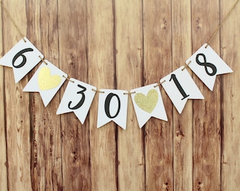 Save the date banner, Engagement Banner, Gold Bridal Shower Decorations, Wedding Date Banner, Save The Date Sign, Engagement Party Ideas