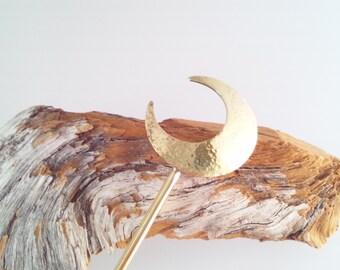 Japanese Hair Stick "Kanzashi" Crescent Moon ”簪”/ Brass Hair Stick