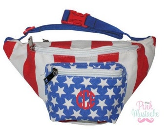 American Patriotic Monogrammed Fanny Pack / Personalized Fanny Pack