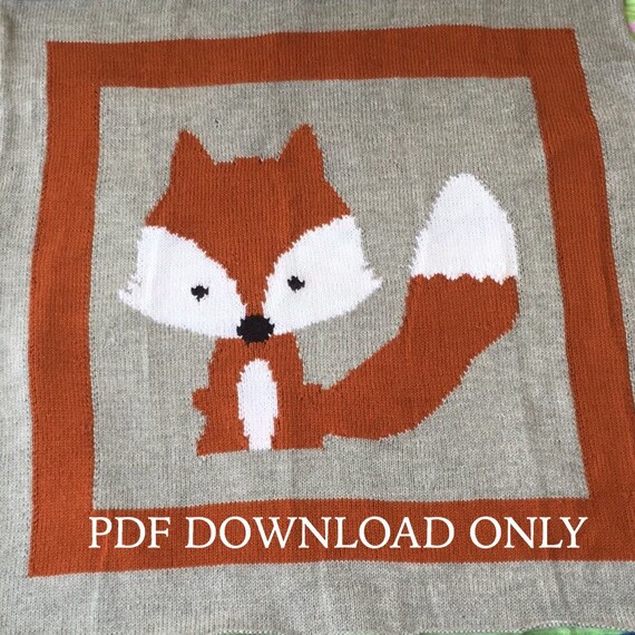 KNITTING PATTERNfox blanket baby blanket Fox baby blanket