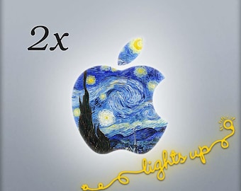 Apple MacBook Decal Starry Night MacBook Sticker GLOWING Apple Decal Apple Sticker Apple Logo Decal MacBook Air Van Gogh Art LG 101x2
