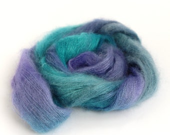 Hand dyed lace yarn, kid mohair silk variegated yarn skein, Perran Yarns knitting crochet wool, Moonscape turquoise blue purple, uk seller