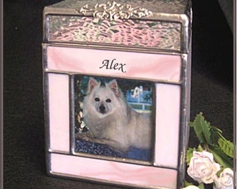 Pet Urn Small #2 Cat,Dog,Bunny,Ferret Pet Cremation Photo Urn in Stained Glass