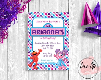 Abby Cadabby Birthday Invitation- Sesame Street Birthday Invitation - Kids Birthday Invitation - Girls Birthday Party- Abby Party- Printable