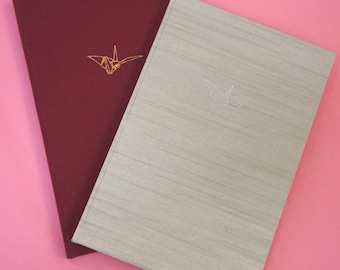 green silk | blank notebook | origami crane