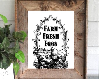 Farm Fresh Eggs Farmhouse Sign Decor Art Printable Digital Instant Download