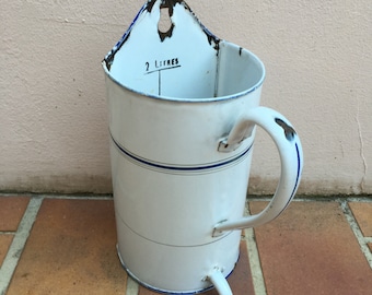 Vintage french enameled Enamelware IRRIGATOR DOUCHE garden white