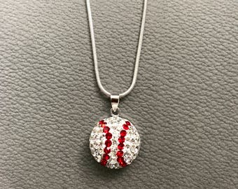 Baseball Swarovski Crystal Necklace