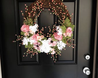 Everyday Wreath, Year Round Wreath, Front Door Wreath, Grapevine Wreath, Spring Wreath, Summer Wreath, Mother's Day Gift, Housewarming Gift