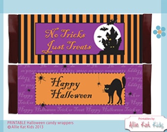 Halloween Candy Bar Wraps "Haunted House" "Black Cat" PRINTABLE Candy Bar Wraps