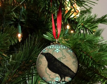 Damask Crow Raven Christmas Ornament -Vict