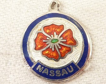 Round Vintage Sterling and Enamel Nassau Souvenir Charm