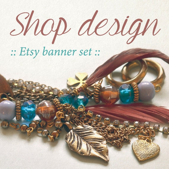 Items similar to Etsy banner for jewelry, Beaded jewelry shop set, Shop