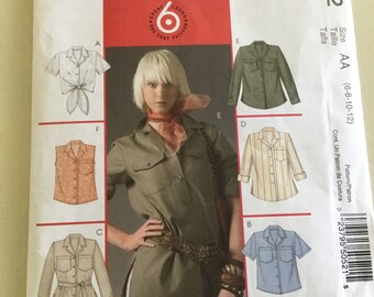 Button Front Shirt Pattern, McCalls 5052, Safari Shirt Pattern, Camp Shirt Pattern, Classic Button Up Shirt Pattern Size 6-12