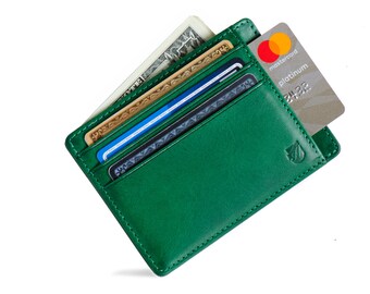 Front pocket wallet, Minimalist Wallet, Men's Leather Wallet, in Vegetable Tanned leather. RFID-blocking, Swedish Design, Free US Shipping