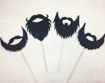 Black Beards Photo Booth Props / Wedding Photo Props / Beard Props / Lumberjack Party Props / Birthday Party / FULLY ASSEMBLED / 4 PC