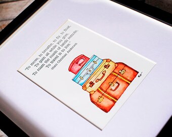 Traveling- 5x7 Vintage Luggage Print