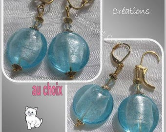 CLIP EARRINGS RED BLUE LAMPWORK CRYSTAL "SEA MYSTER" CHOICE