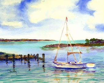 Sailing Watercolor Print
