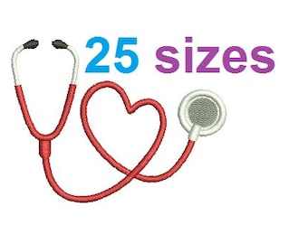 Heart Stethoscope Embroidery Design, Nurse Fill Embroidery Design Instant Download ER1031F6