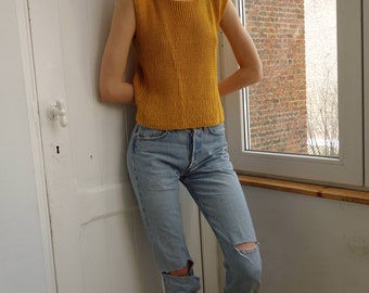 Mustard Yellow Knit Top Shoulderfree
