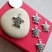 Turtle Pendant, Turtle Charms, Turtle Beads, Turtles, Rare & Unique, White Plated Silver, 18mm x 15mm, 6 pieces