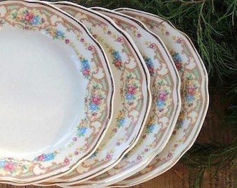 Mount Clemens Mildred Bread and Butter Plates Set of 4 Cottage Style Tea Party, Farmhouse Tableware Wedding, Bridesmaid Gift, Ca. 1930s