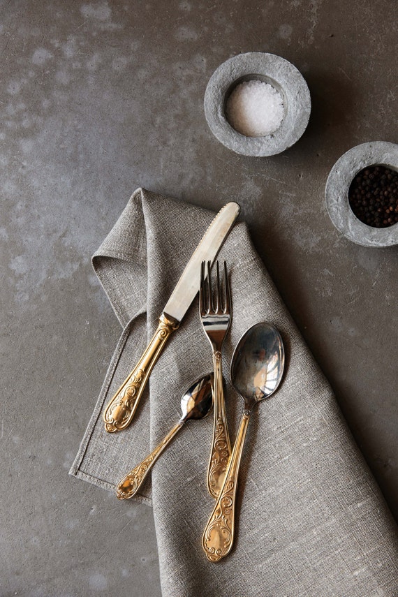 Linen napkins set of 8, dinner linen napkins, cloth napkins bulk, organic napkins for farmhouse table decor - size 18x18 inch 0240
