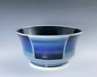 Blue Ceramic Bowl, Porcelain Cereal Bowl, Porcelain Bowl, Ceramic Soup Bowl, Blue Ombré Bowl, Wheel Thrown Pottery Bowl, Ceramic Candy Dish