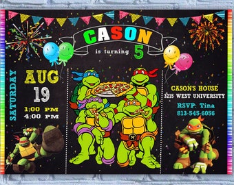 Ninja Turtle Invitation, Ninja Turtles Party, TMNT invitation, Teenage Mutant Ninja Turtle invitations, TMNT Birthday Invitation