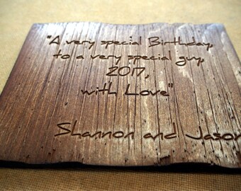 Personalized Rustic Wood Greeting Card |Your text engraved on aged wood |Unique gift card |Gift for Dad, Mom, Husband |Anniversary gift