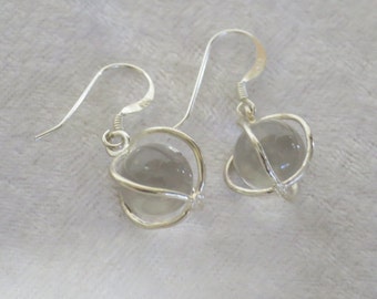 Clear Quartz sphere sterling silver earrings CCS20