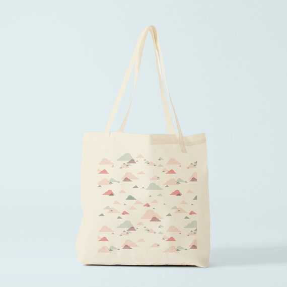 Tote bag Pink Clouds, cotton tote, groceries bag, fabric tote, shopper bag, novelty gift, gift for coworker, besties gift, cotton bag.