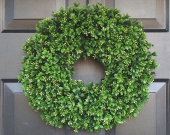 SUMMER WREATH SALE Artificial Boxwood Wreath 16 inch- Front Door Wreaths- Wedding Wreath- Sizes 14 to 30 inch available- Spring Wreath