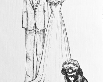 Custom Wedding Sketch- Bride and Groom
