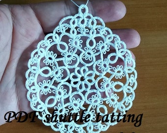 Xmas Bubble5. PDF Original Shuttle Tatting Pattern. Instant Digital Download. Tatting yourself xmas gift. schemat frywolitki czółenkowej.