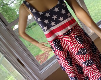 Patriotic Flag Dress, Flag Dress, USA Scarf Tunic,