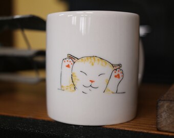 Hand painted animal mug cup - Cute mug cup -Cat mug - Domestic Cat 2