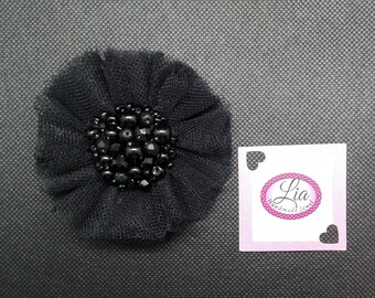 Black pearl tulle brooch