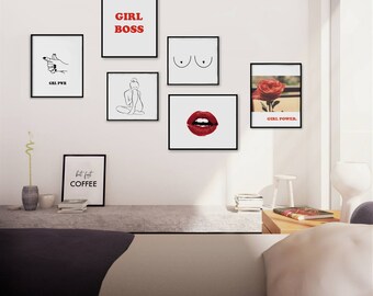 feminist art feminist print girl boss print set gallery wall set girl