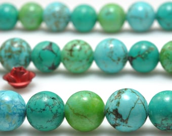 47 pcs of Mixed color Turquoise smooth round beads in 8 mm(06769#)