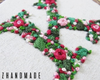Monogram 'K' Hand Embroidery In 5 Inch Hoop | READY TO SHIP!