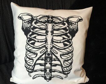 Vintage Anatomic Ribcage Throw Pillow Cover