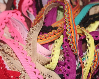 LOT 20 yards RANDOM Grab Bag picot edged lingerie sewing elastic 1/2" 3/8" wide