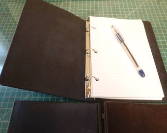 Handmade Leather A5 5.5" x 8.5" Refillable Ringbinder,Personalized Presentation Notebook,3 Ring Album,Journal,Address Book Cover,Travel Log